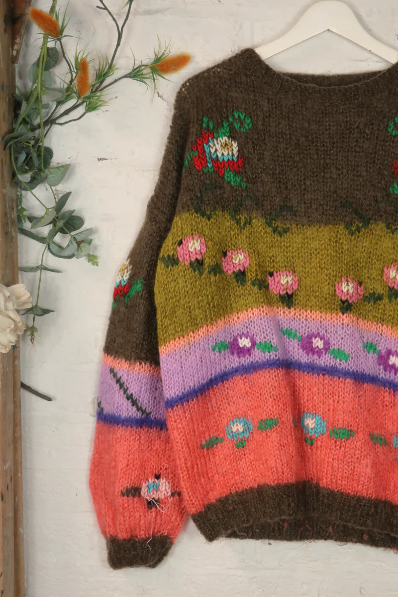 Vintage Knit Jumper - Flower Patch - Size XL - Image 2