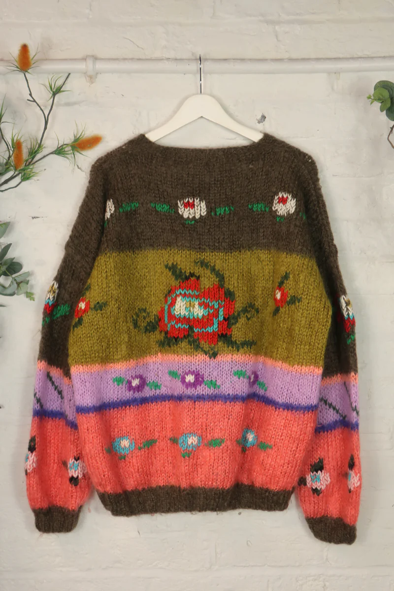 Vintage Knit Jumper - Flower Patch - Size XL - Image 3