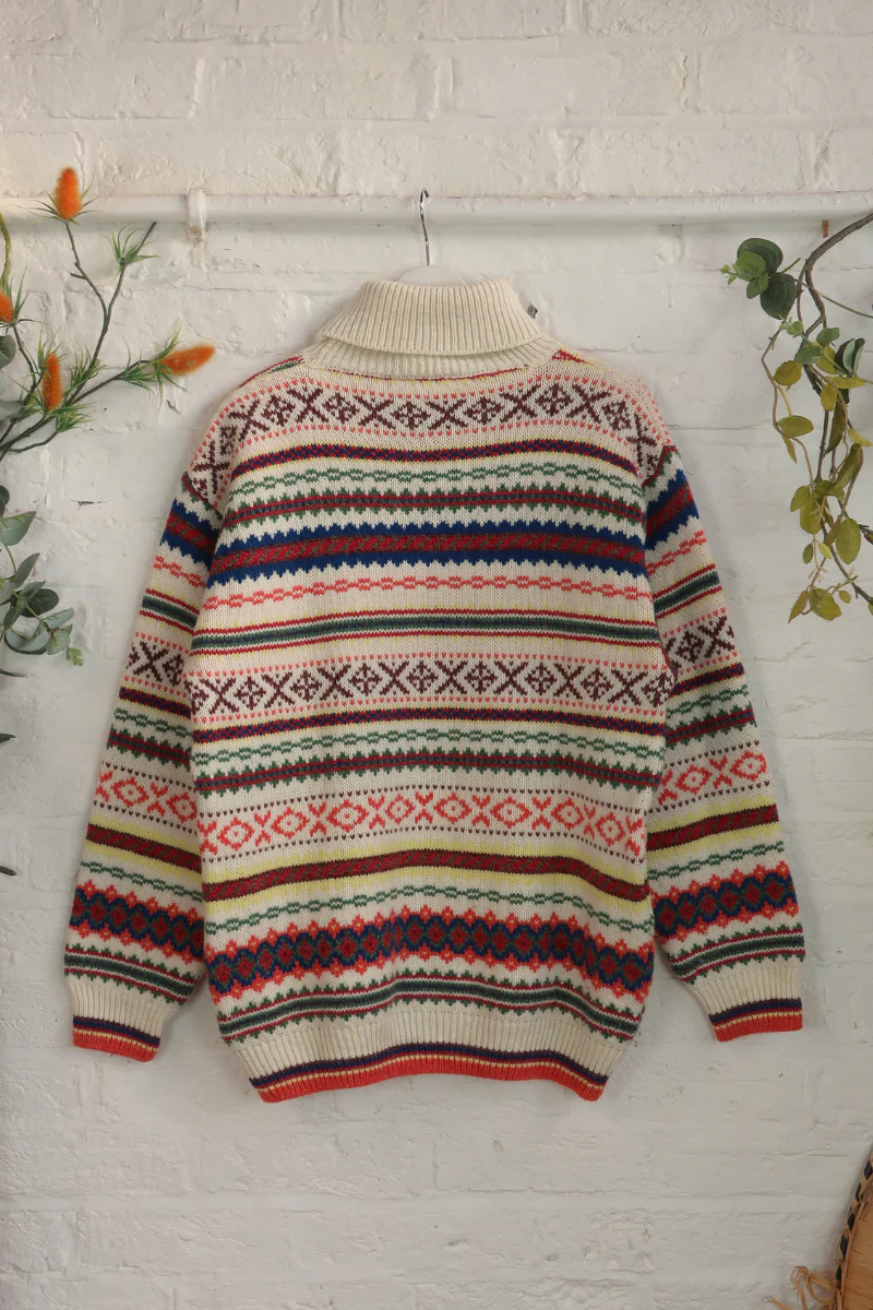 Vintage Knit Jumper - Paintbox Fair Isle - Size XL - Image 3