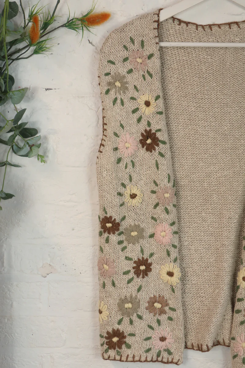 Vintage Knit Vest - Dried Flowers - Size XL - Image 2