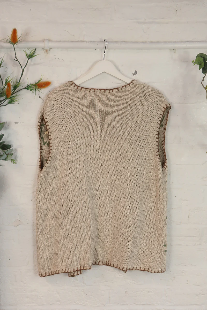 Vintage Knit Vest - Dried Flowers - Size XL - Image 3