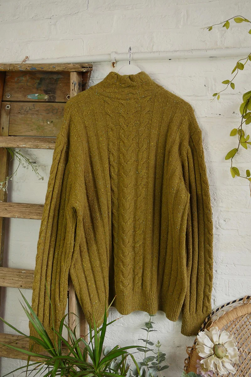 Vintage Knitwear - Mottled Olive Zip Up - Size 3XL - Image 3