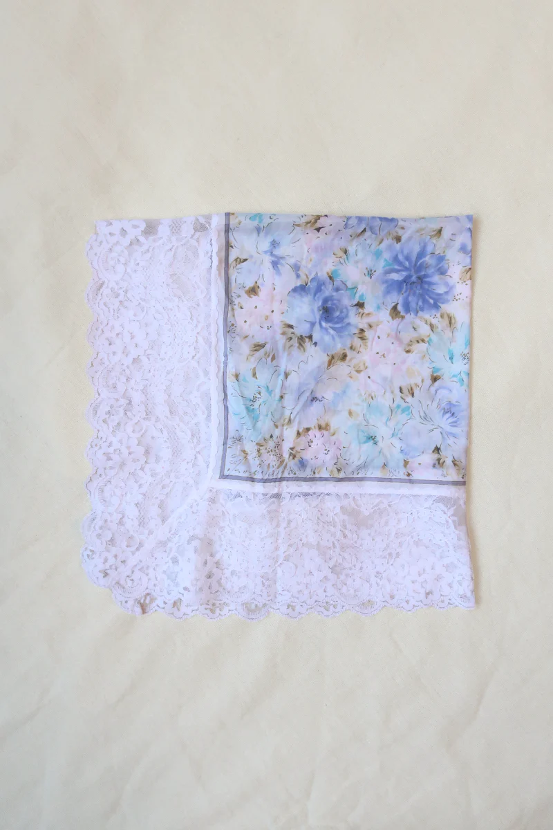 Vintage Lace Scarf in Dreamy Blue Bouquet