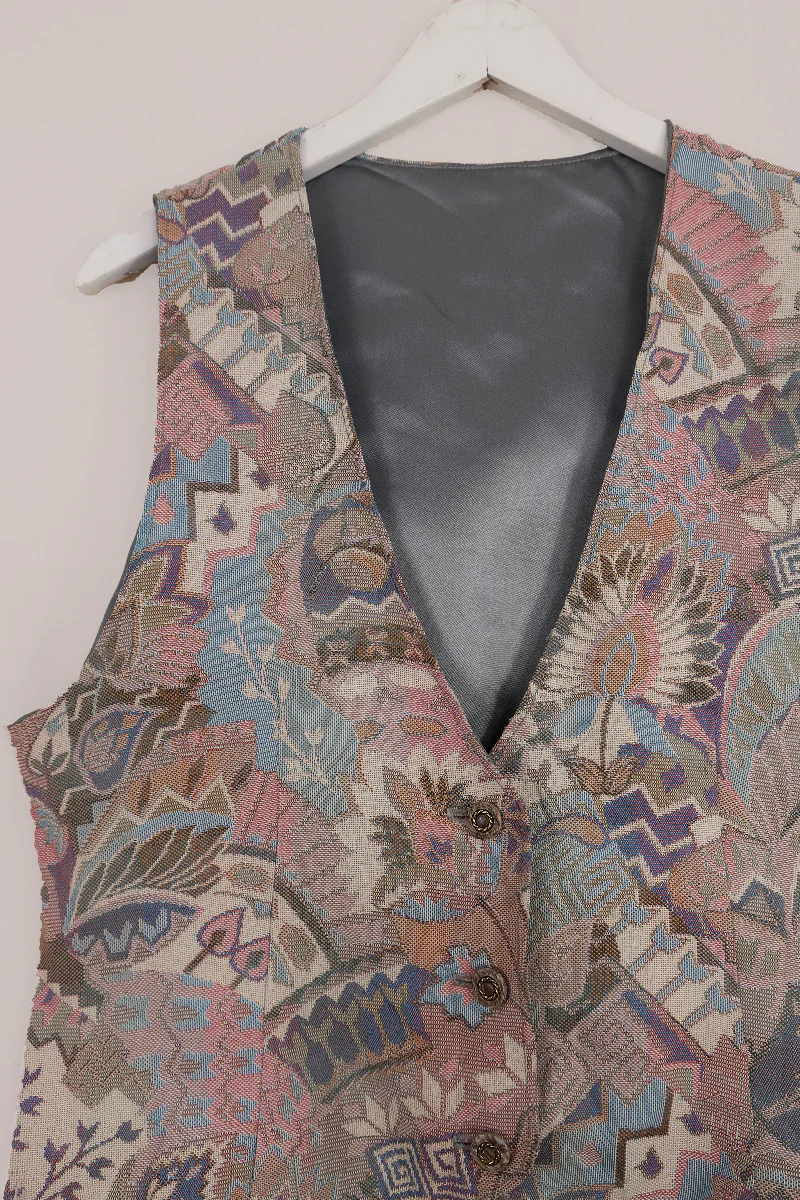 Vintage Pastel Indian Tapestry Waistcoat - Size M/L - Image 2