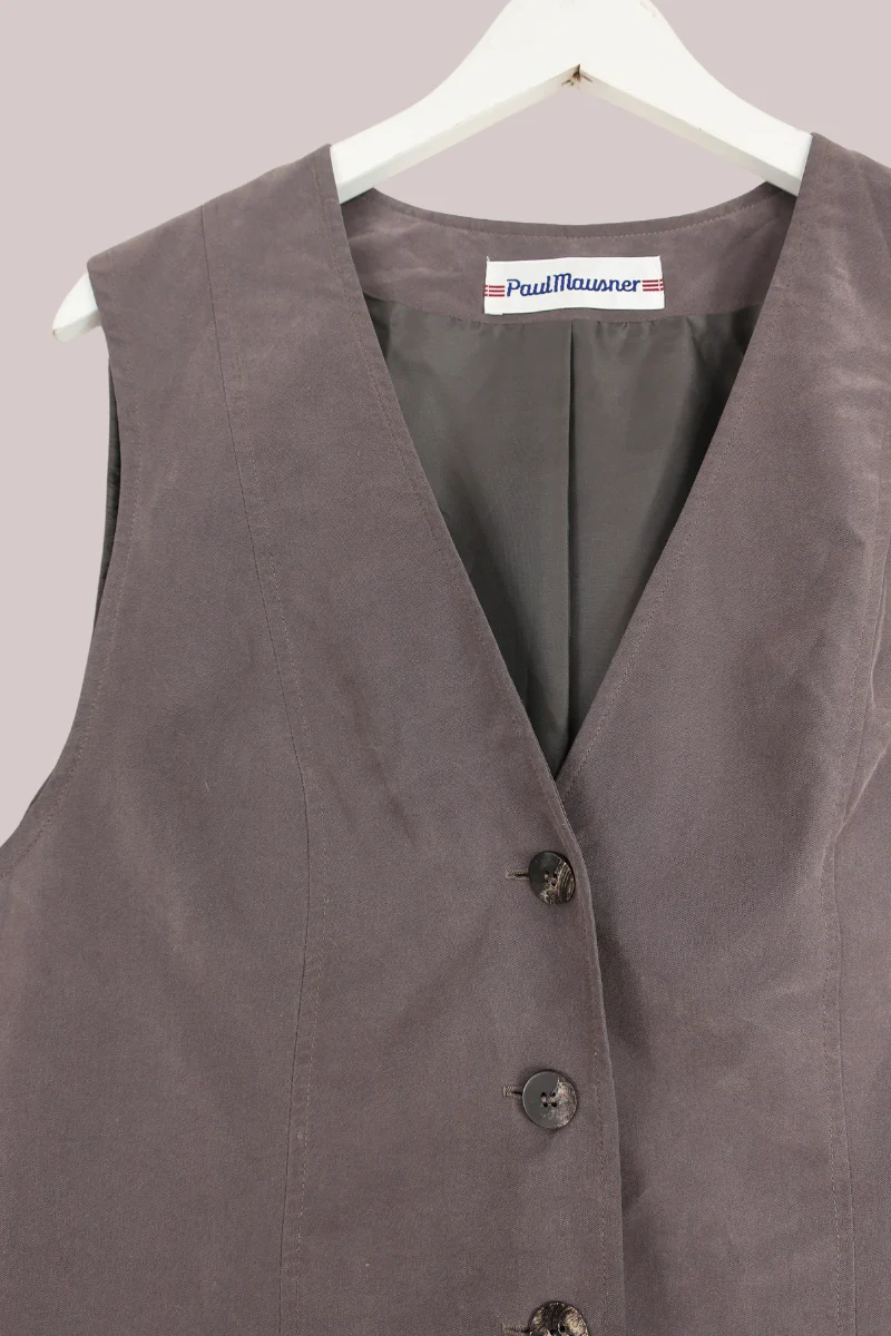 Vintage Paul Mausner Dove Grey Waistcoat - Size L - Image 2