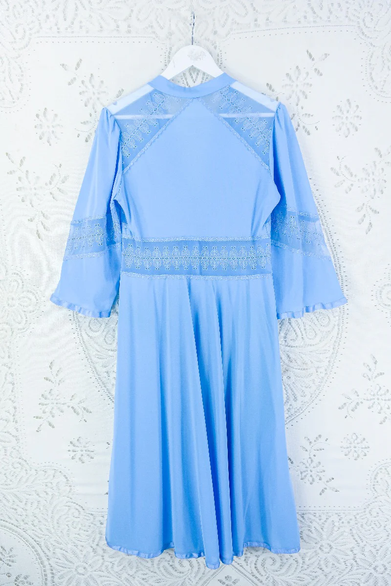 Vintage Powdered Blue Broderie Anglaise Overcoat - Size XS - Image 3