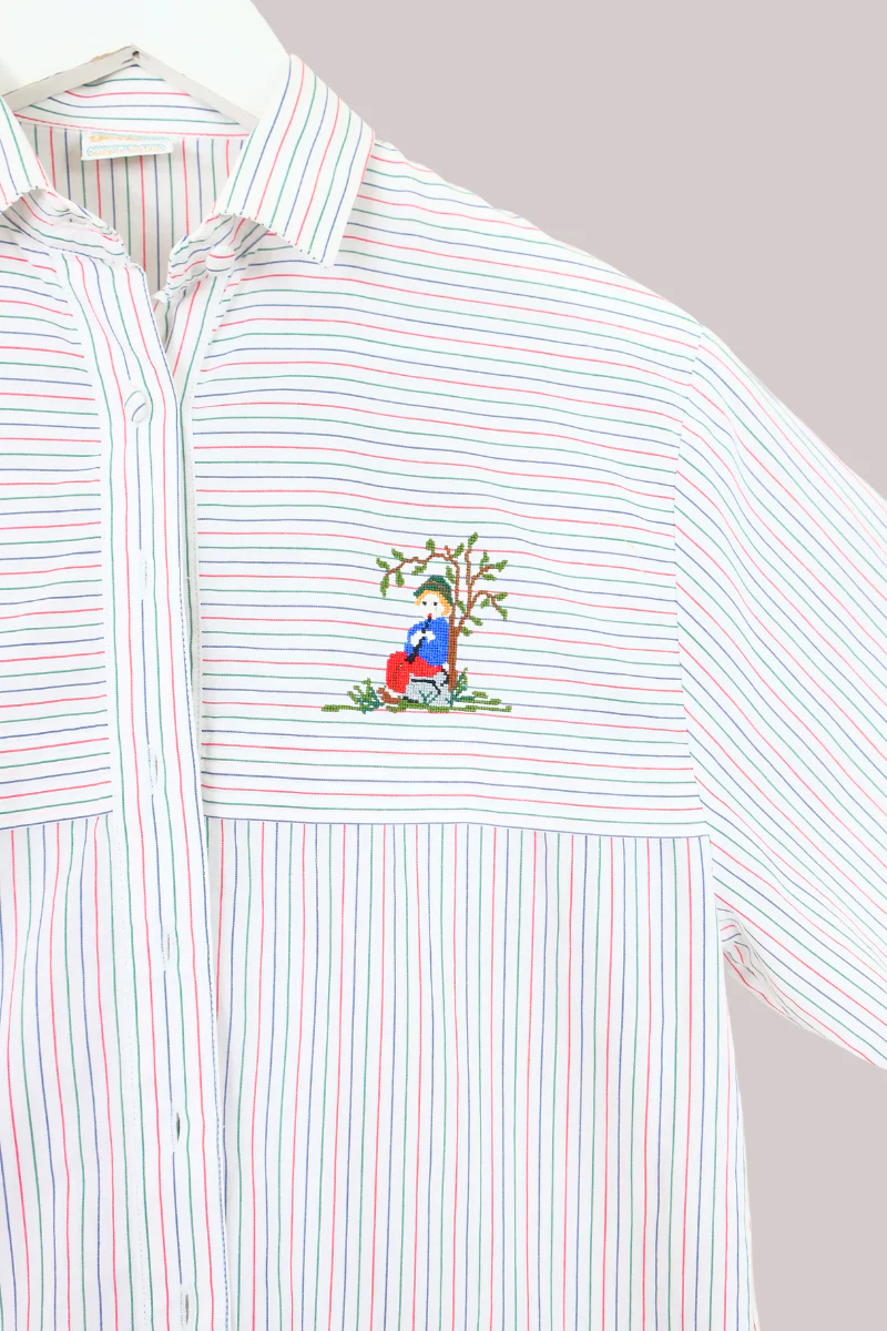 Vintage Shirt - Cross Stitch Stripe - Free Size - Image 2