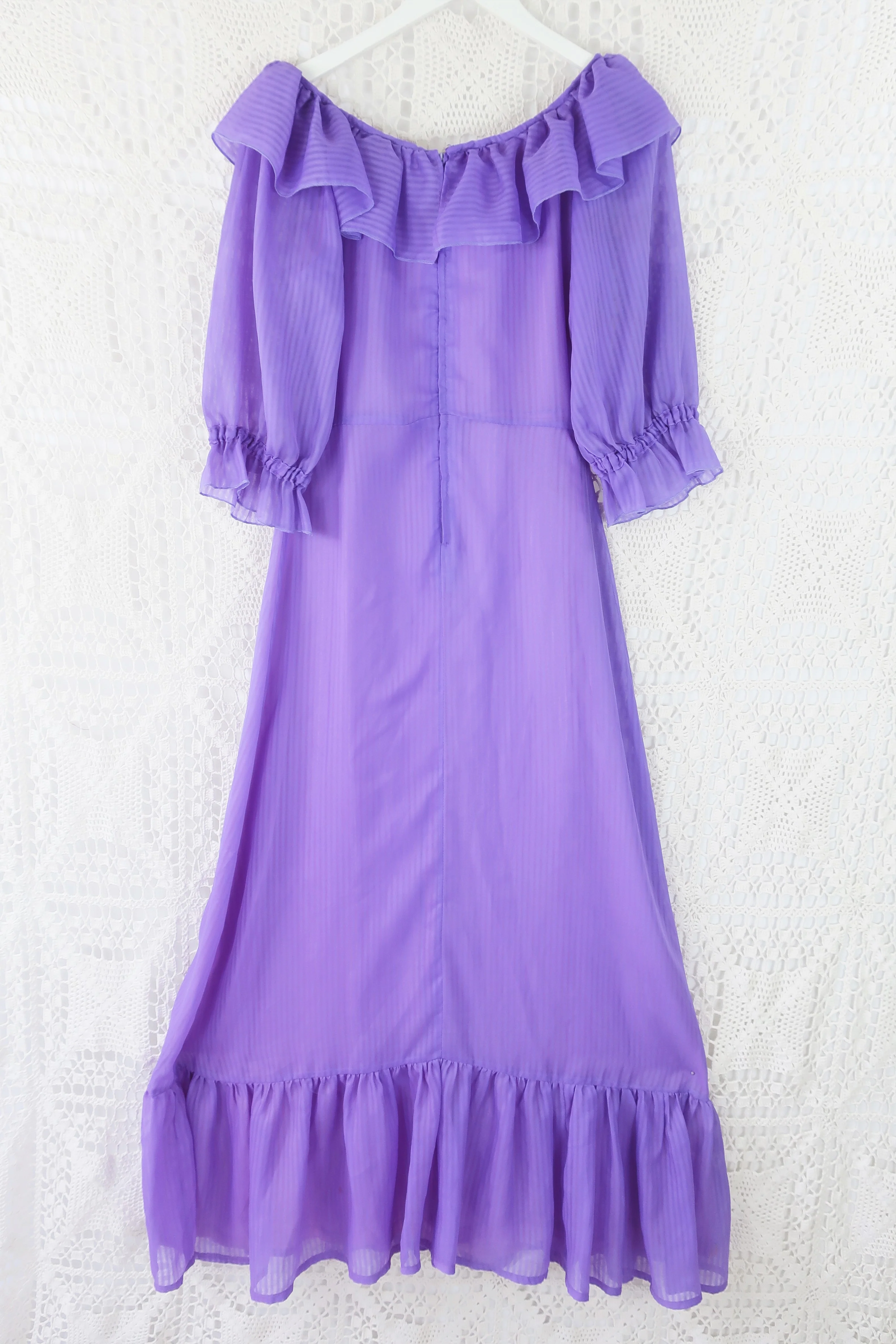 Vintage 70s Maxi Dress - Sheer Lilac - Size XS - Image 8
