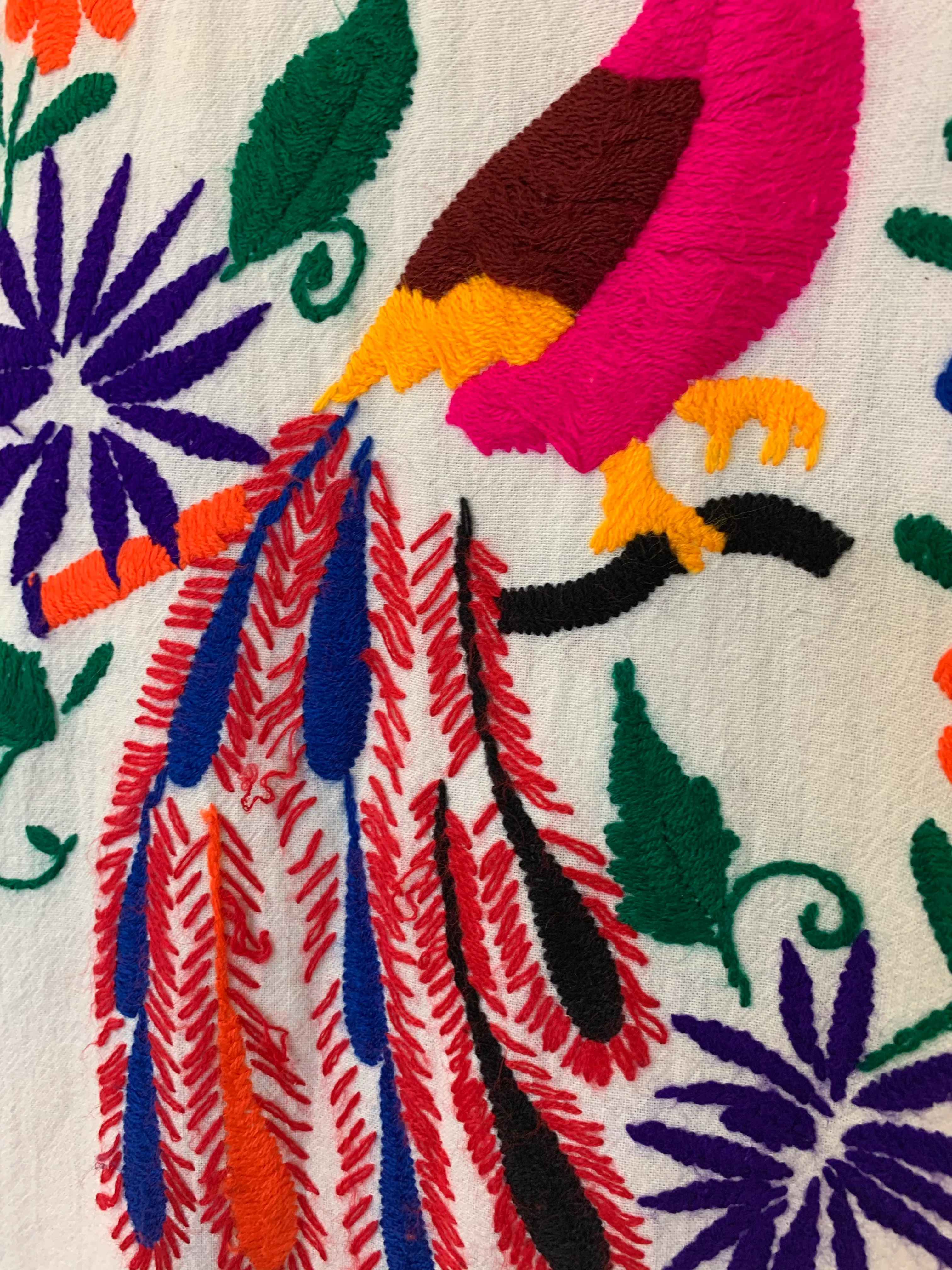 Vintage Dress - Mexican Peacock Floral Embroidered Midi - Free Size - Image 6