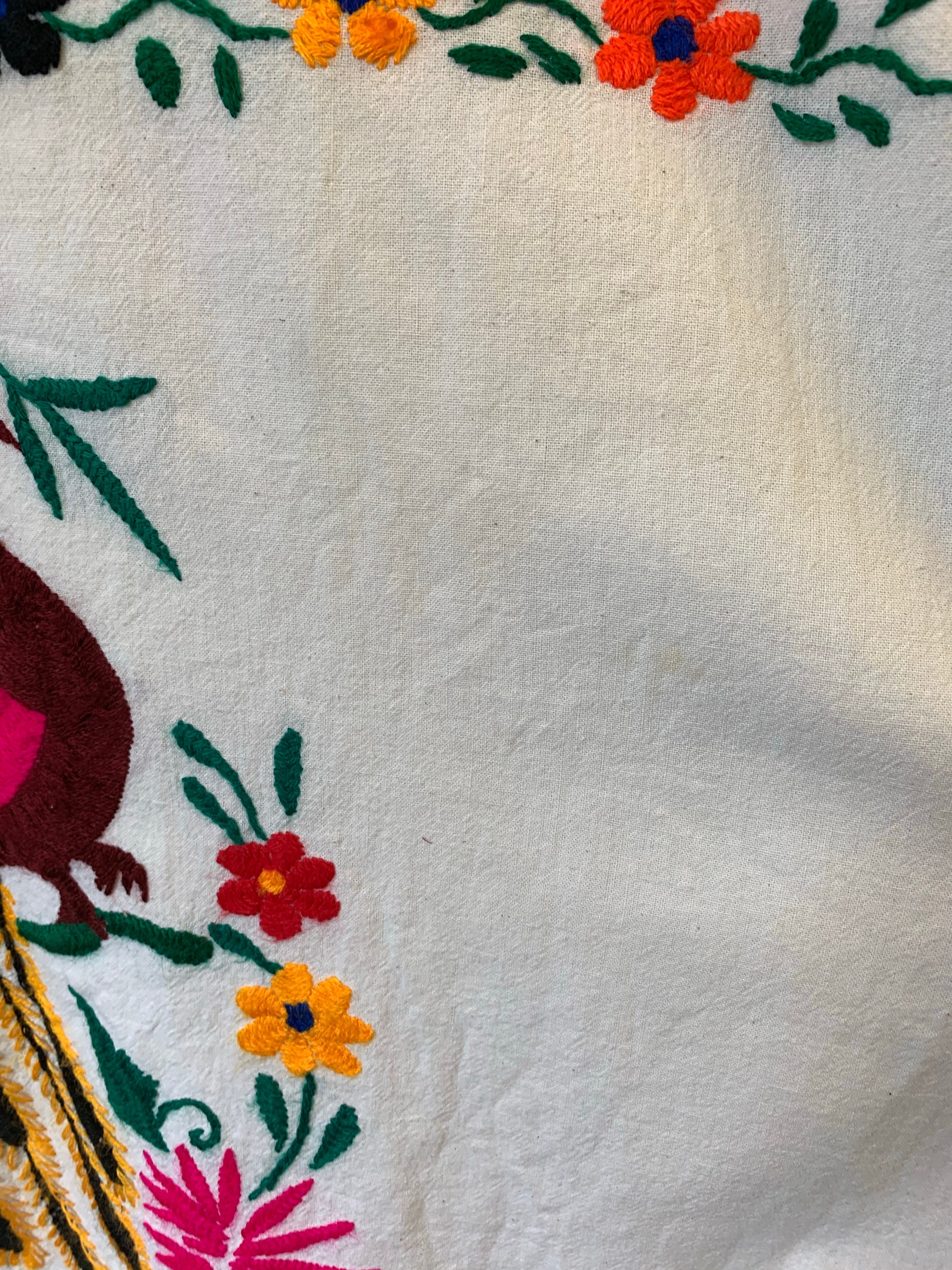 Vintage Dress - Mexican Peacock Floral Embroidered Midi - Free Size - Image 9