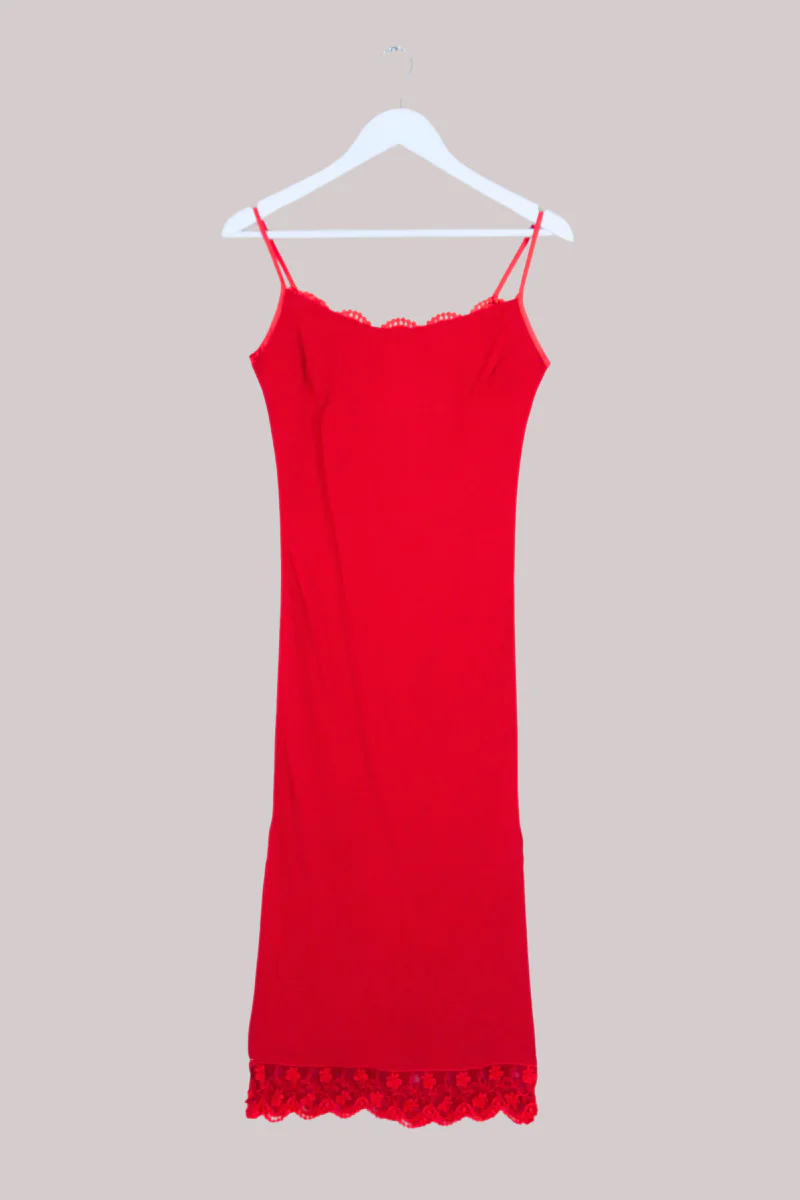 Vintage Dress - Slinky Scarlet Red Dress - Size XS/S