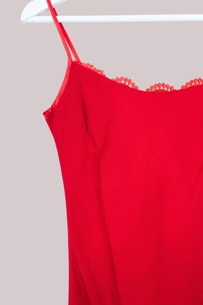 Vintage Dress - Slinky Scarlet Red Dress - Size XS/S - Image 2