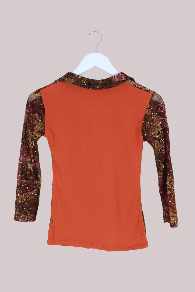 Vintage Top - Burnt Copper Paisley - Size S - Image 3