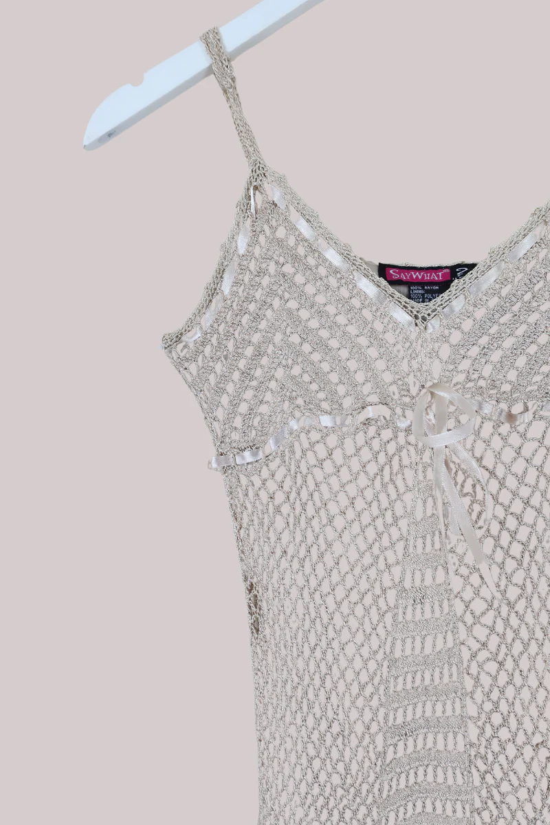 Vintage Top - Champagne Crochet - Size S/M - Image 2