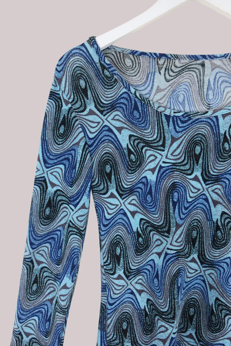 Vintage Top - Psychedelic Blue - Size L - Image 2