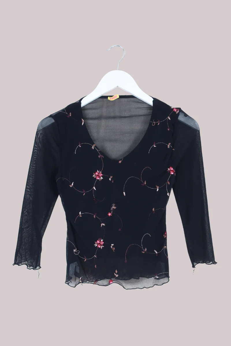 Vintage Top - Rouge Clematis - Size S