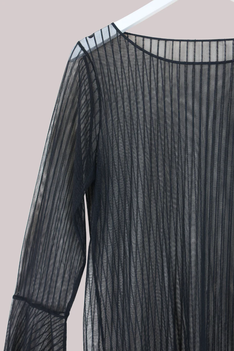 Vintage Top - Sheer Black Stripe - Size L/XL - Image 2