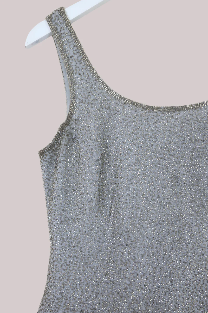 Vintage Beaded Top - Sky Frost - Size S/M - Image 2