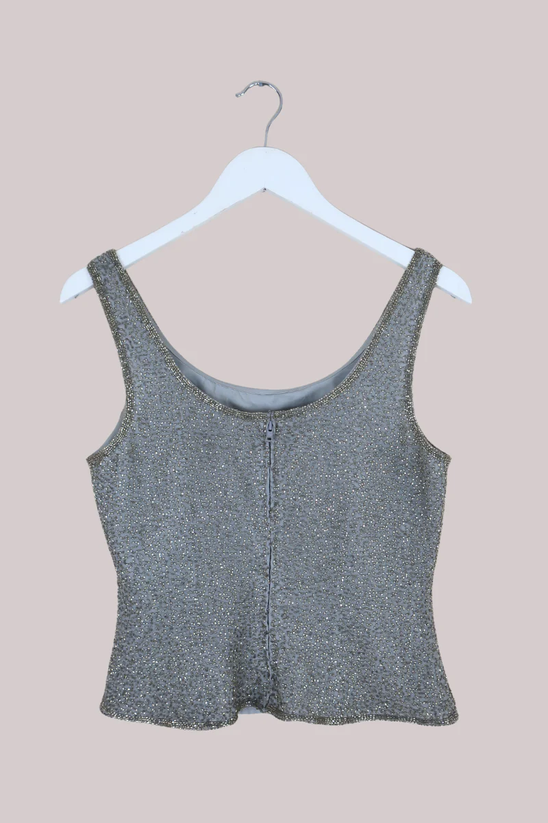 Vintage Beaded Top - Sky Frost - Size S/M - Image 3