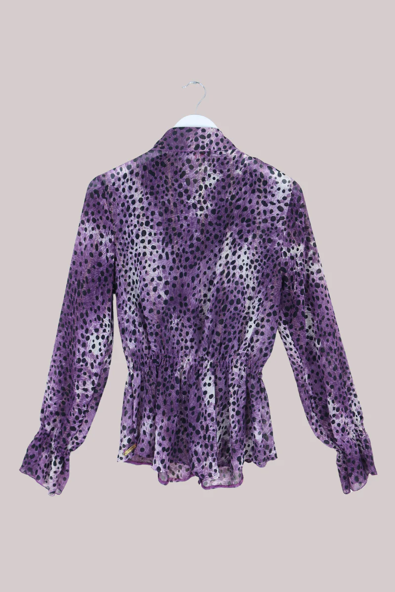 Vintage Top - Violet Cheetah Print - Size L - Image 3