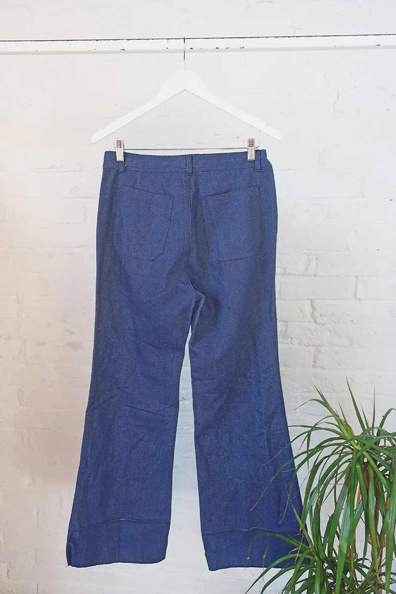 Vintage Trousers - Indigo Blue Kick Flare - W30 L33 - Image 3