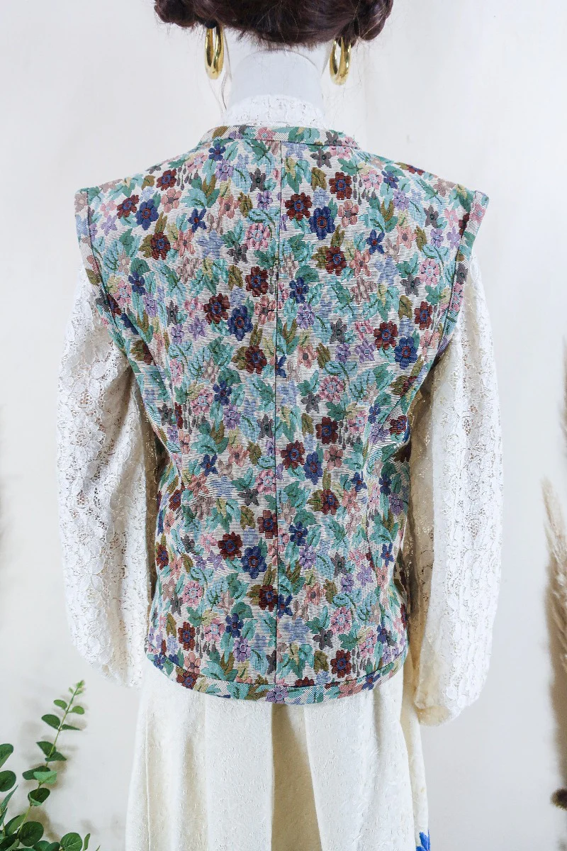 Vintage Waistcoat - Darling Meadow Tapestry - Size S - Image 4