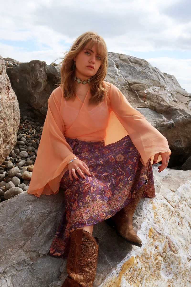 Virgo Sheer Wrap Top in Salt Pink - Image 3