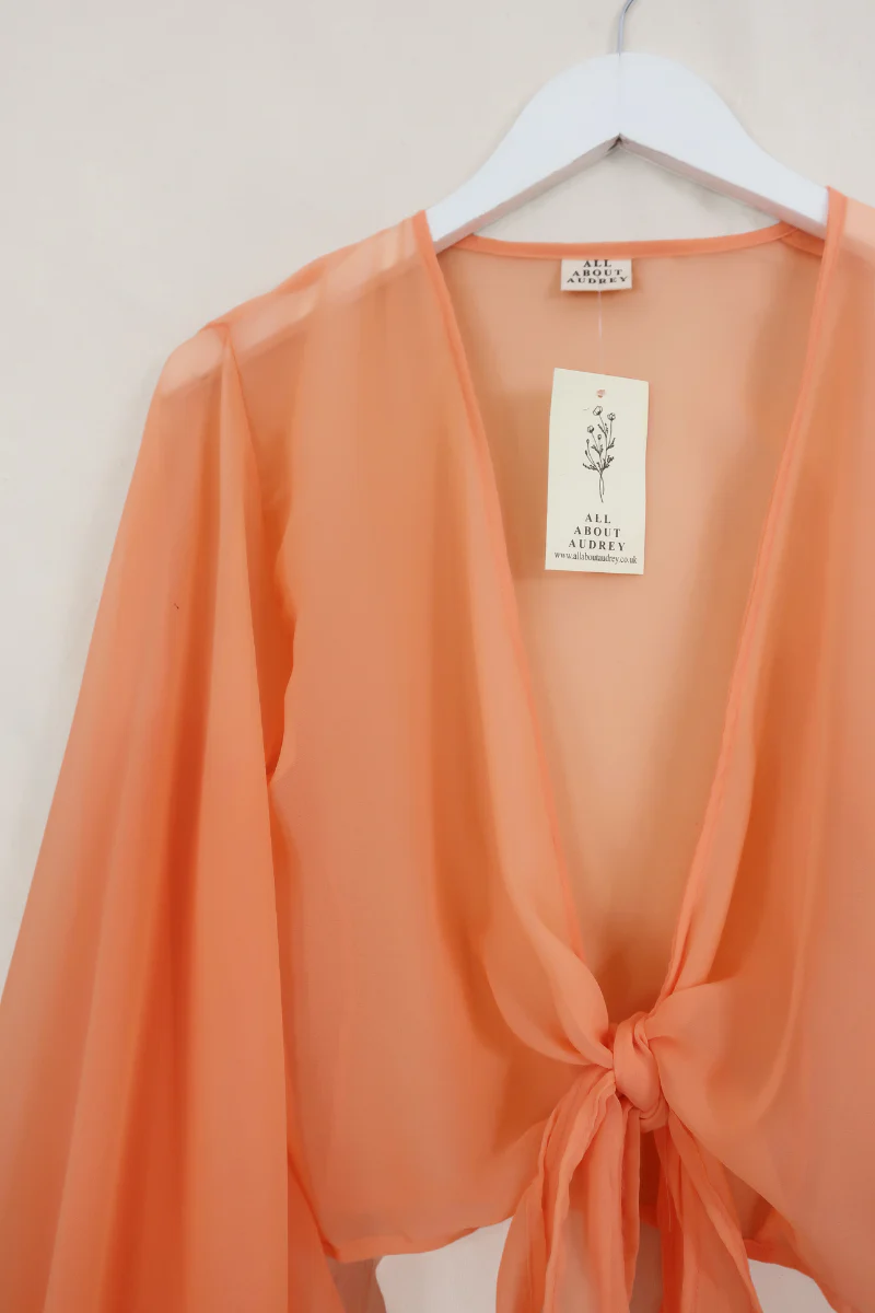 Virgo Sheer Wrap Top in Salt Pink - Image 4