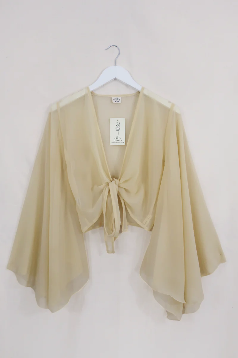Virgo Sheer Wrap Top in Shell White - Image 2