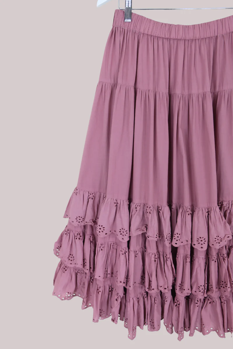 Wendy Broderie Anglaise Skirt in Angel's Pink - Image 3