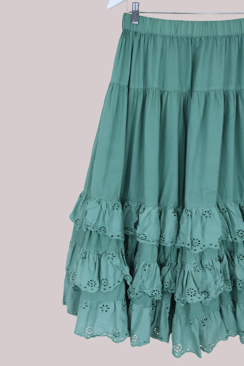 Wendy Broderie Anglaise Skirt in Mint Green - Image 2