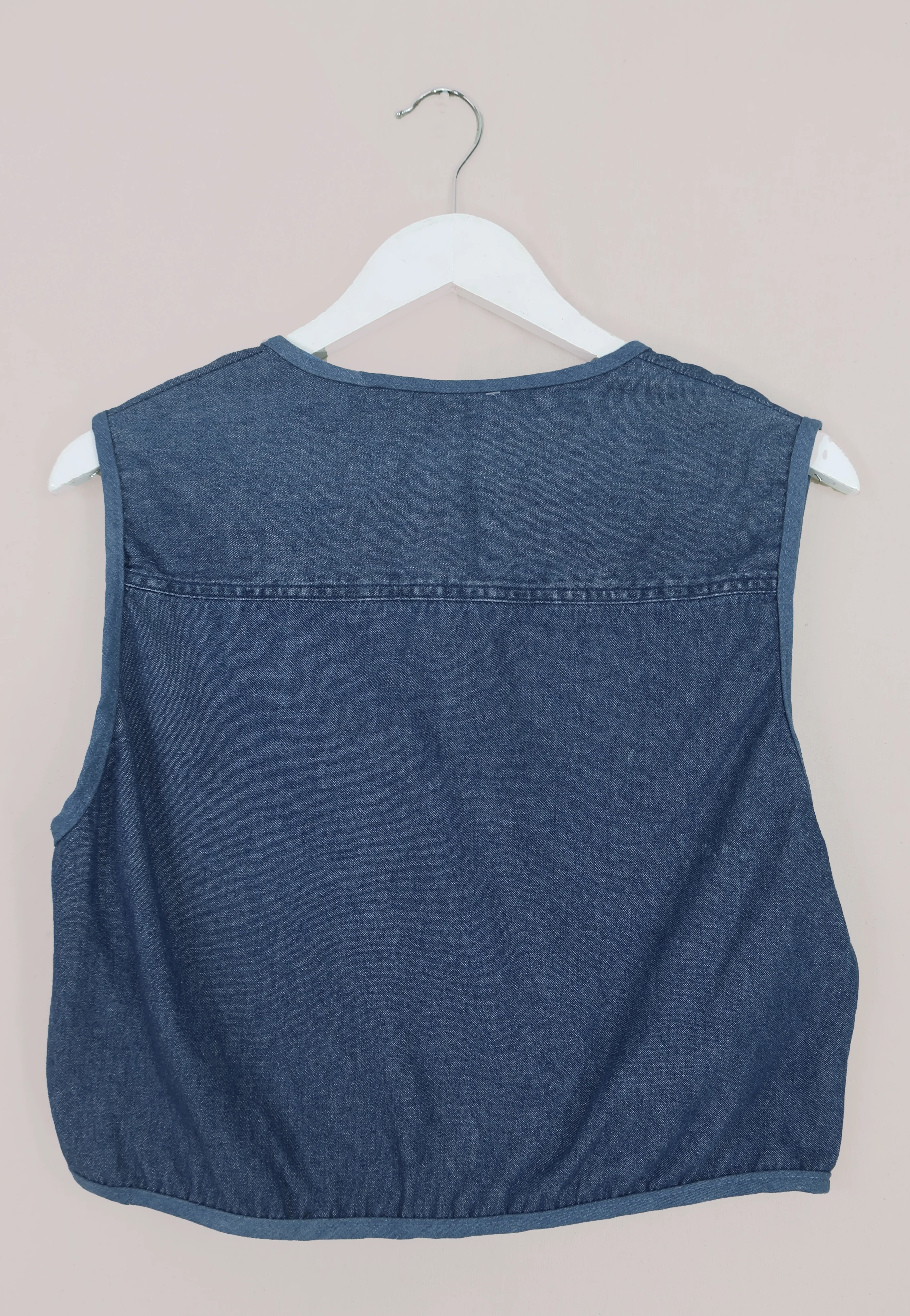 Willa Reclaimed Denim Waistcoat - Selvedge Blue Snowflakes - Size M - Image 3