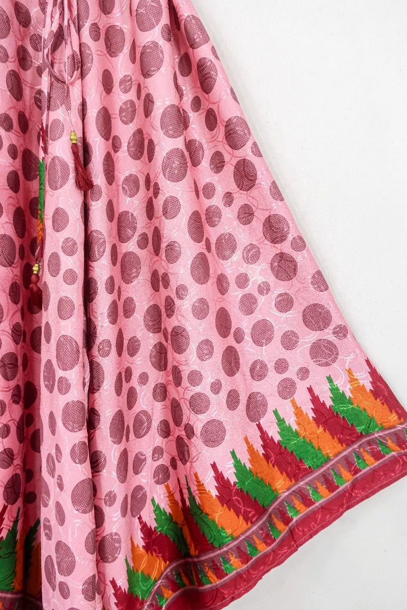 Winona Jumpsuit - Vintage Sari - Rosehip Pink Polka Dot - S/M - Image 3