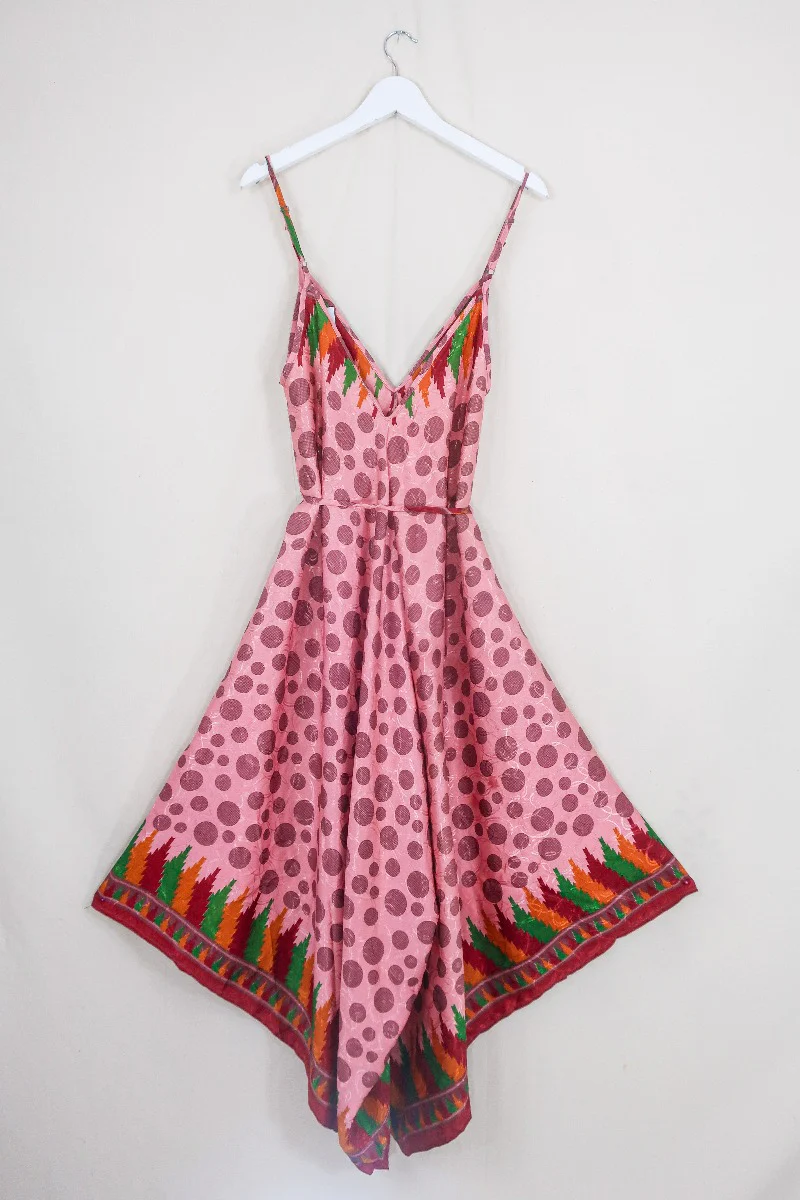 Winona Jumpsuit - Vintage Sari - Rosehip Pink Polka Dot - S/M - Image 5